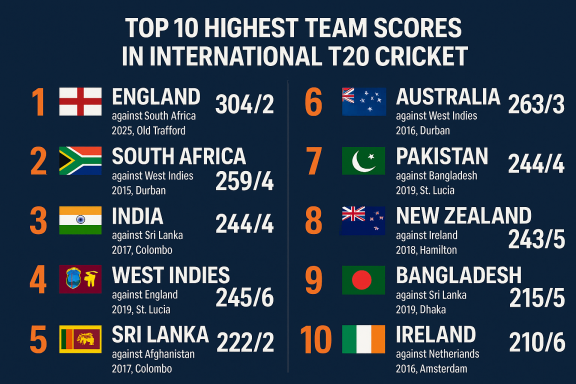 Top 10 Highest Team Scores in International T20 Cricket