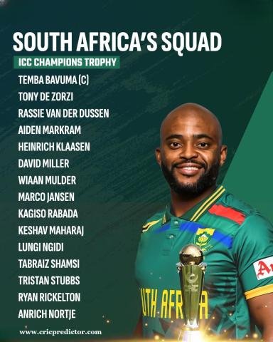 South Africa’s Squad for Champions Trophy 2025